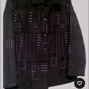 Vintage RARE Navy Geometric Quilted  Women's Puffer Coat 1990s